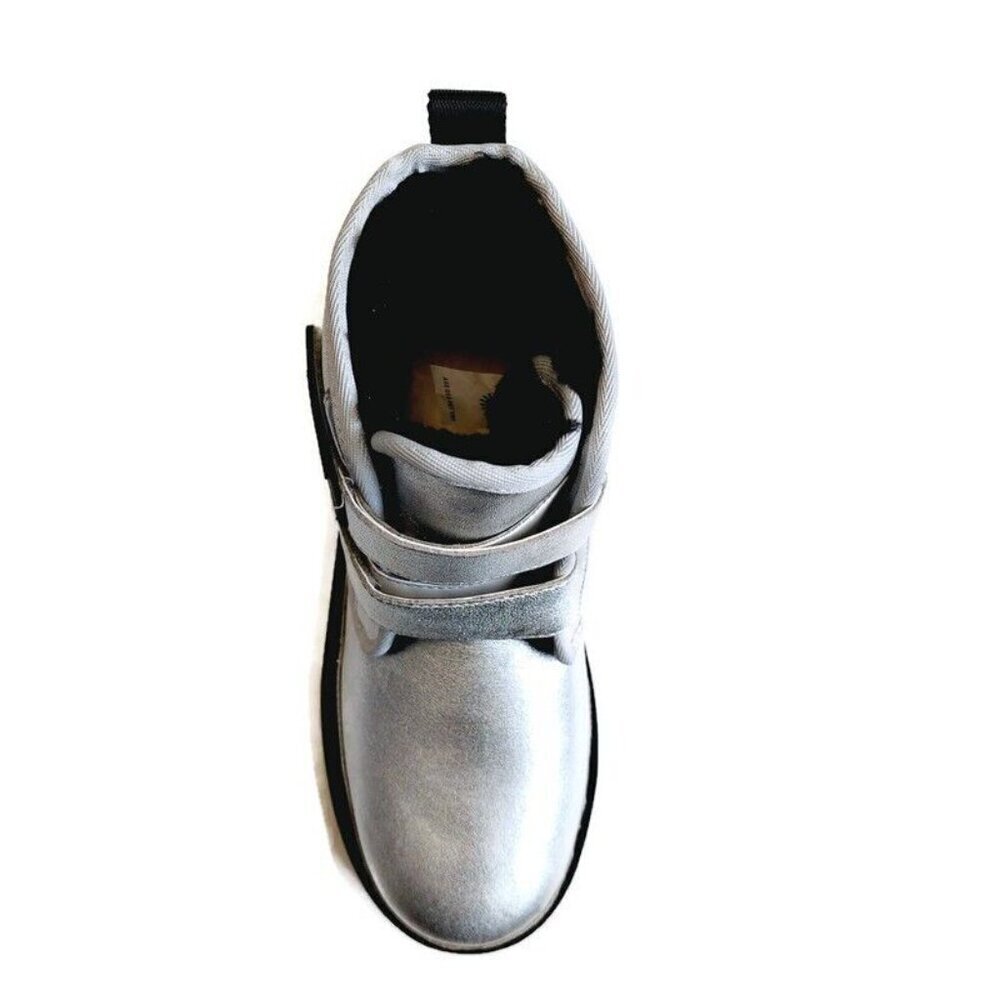 UGG Neumel Platform Leather Chukka Boots Womens Sz 5 Big Kids 4 Silver Metallic - Picture 2 of 8